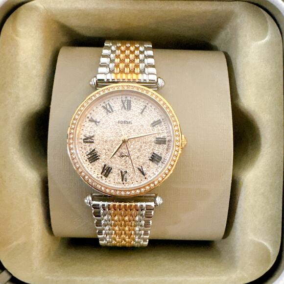 Fossil LE1074 Rose Gold Silver Two-tone Pave Crystal Women\'s Watch main image 6